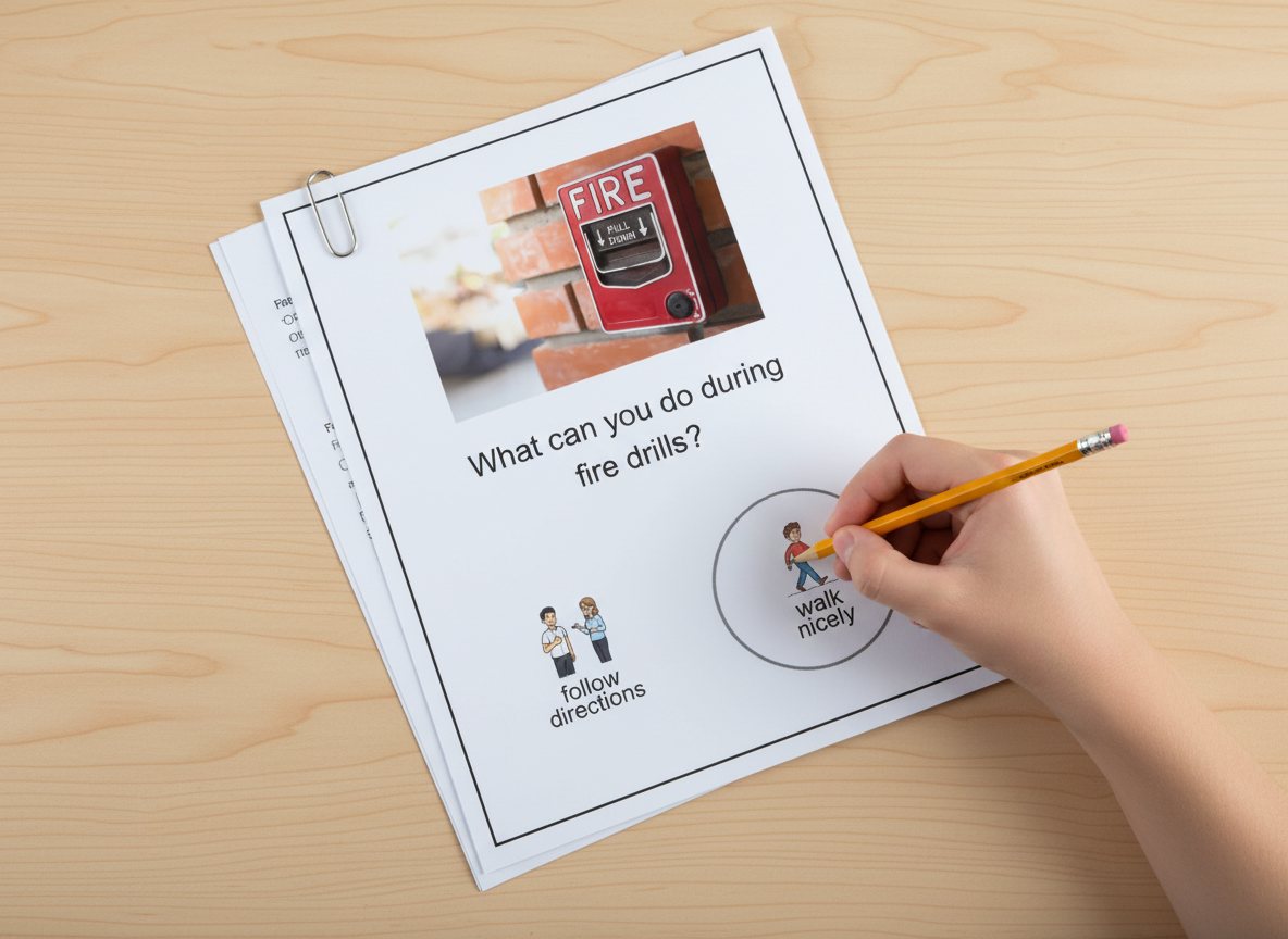 Fire Drill Safety Interactive Social Story for Teens and Adults